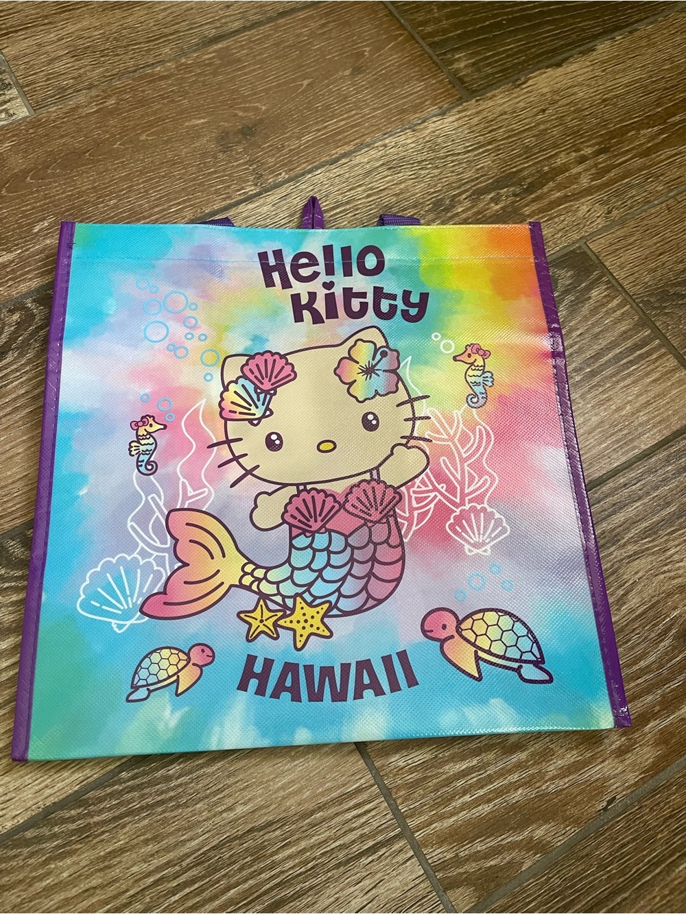 Sanrio Hawaii Hello Kitty Mermaid Tote - Rainbow Purple Trim